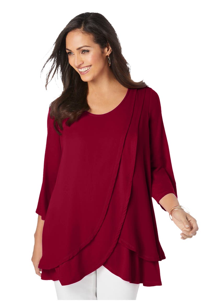 Double Layer Tunic, Main, color, RICH BURGUNDY