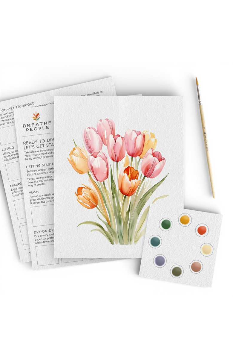 Breathe People All In One Watercolor Kits, Main, color, White Floral Watercolor -Tulip