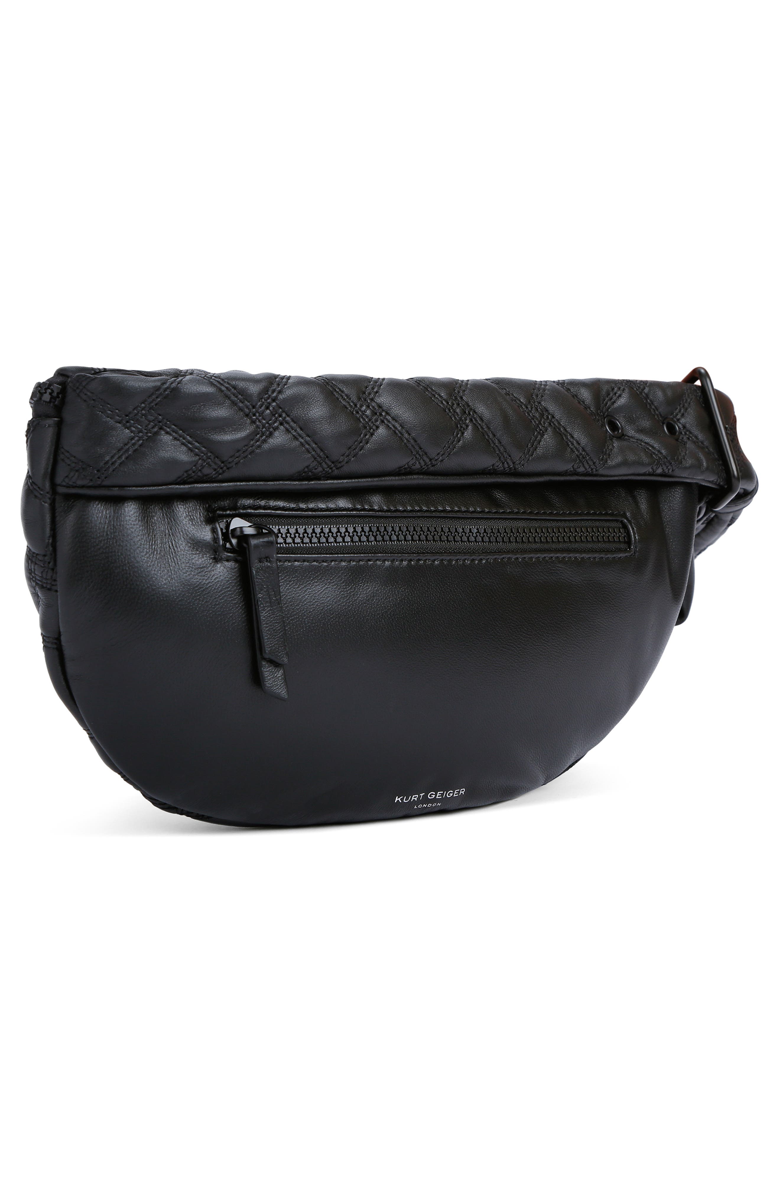 Kensington Drench Leather Belt Bag, Alternate, color, BLACK