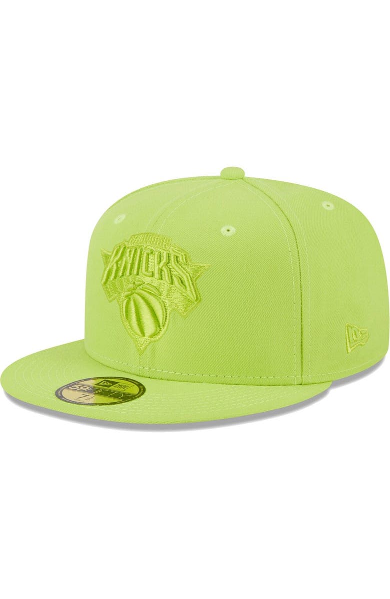 New Era Men's New Era Neon Green New York Knicks Spring Color Pack 59FIFTY Fitted Hat, Main, color, 