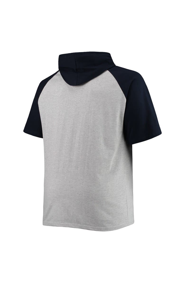 PROFILE Men's Heathered Gray/Navy Chicago Bears Big & Tall Raglan Short Sleeve Pullover Hoodie, Alternate, color, 