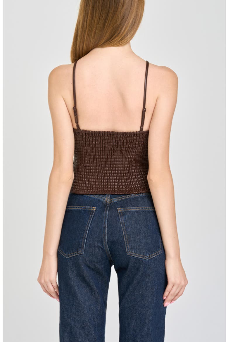 Veronica Faux Leather Camisole, Alternate, color, CHOCOLATE