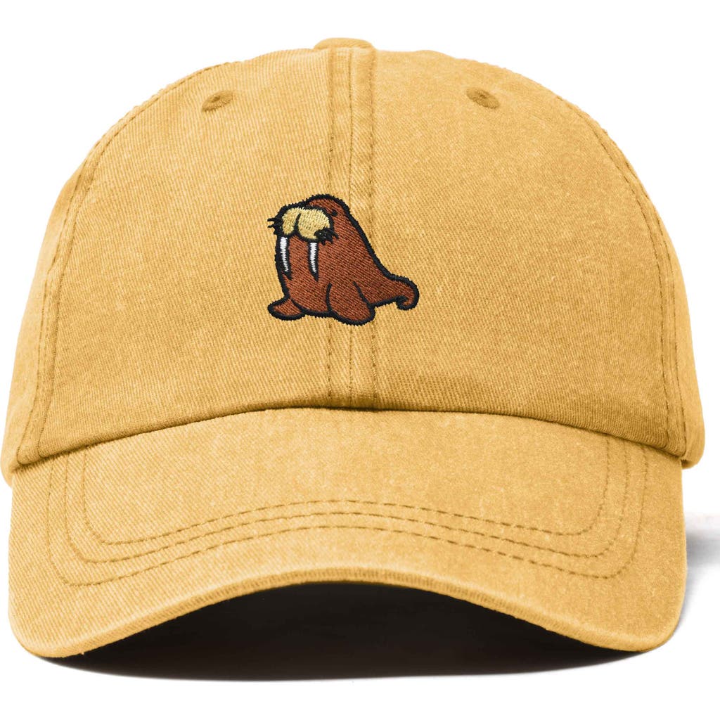 Dalix Walrus Embroidered Outdoor Cap In Washed Gold