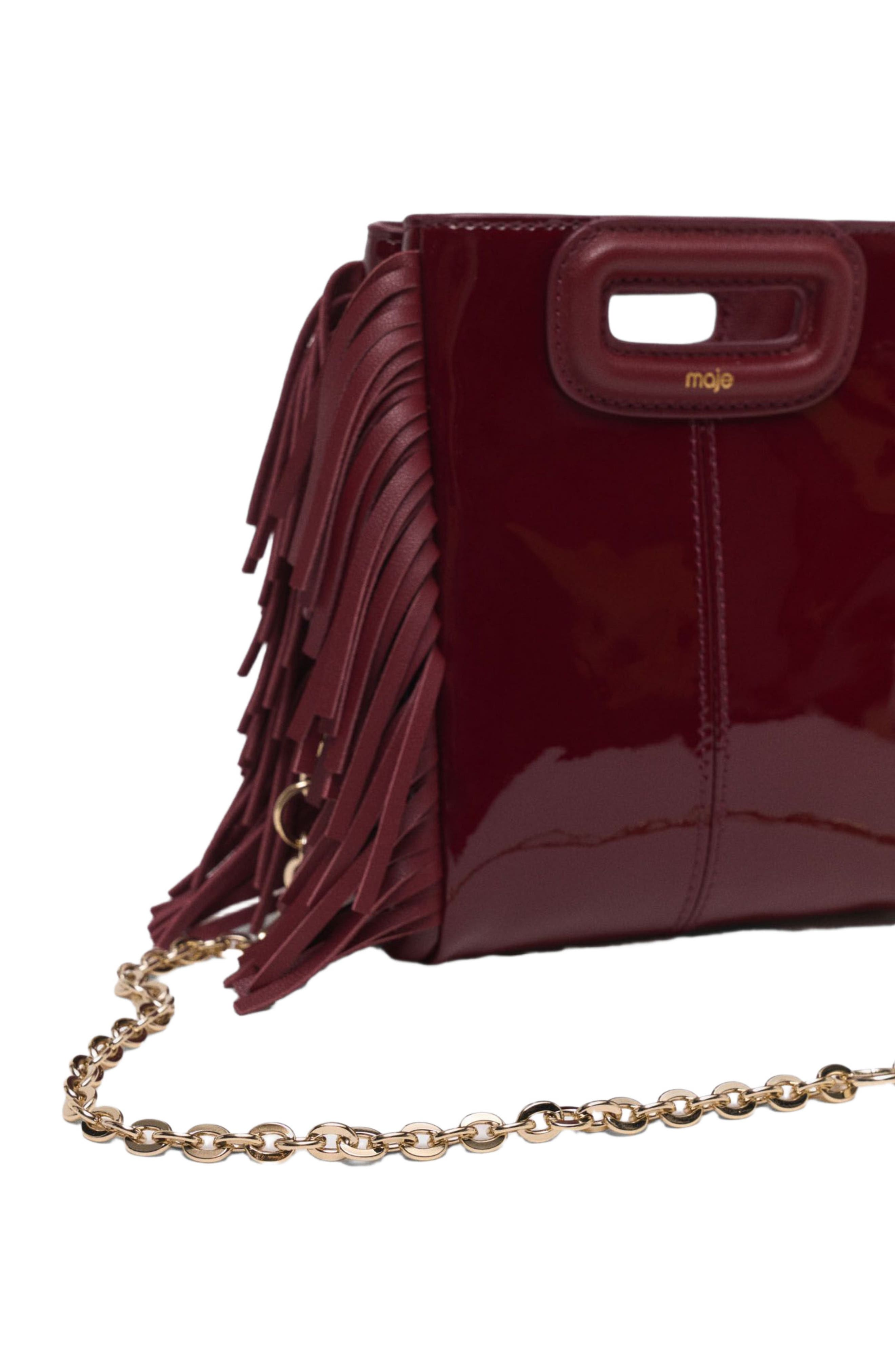 maje Patent leather Mini M Bag, Alternate, color, Burgundy
