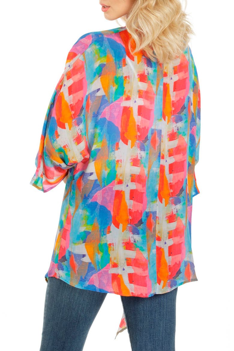 Floral Open Front Jacket, Alternate, color, ORANGE MULTI