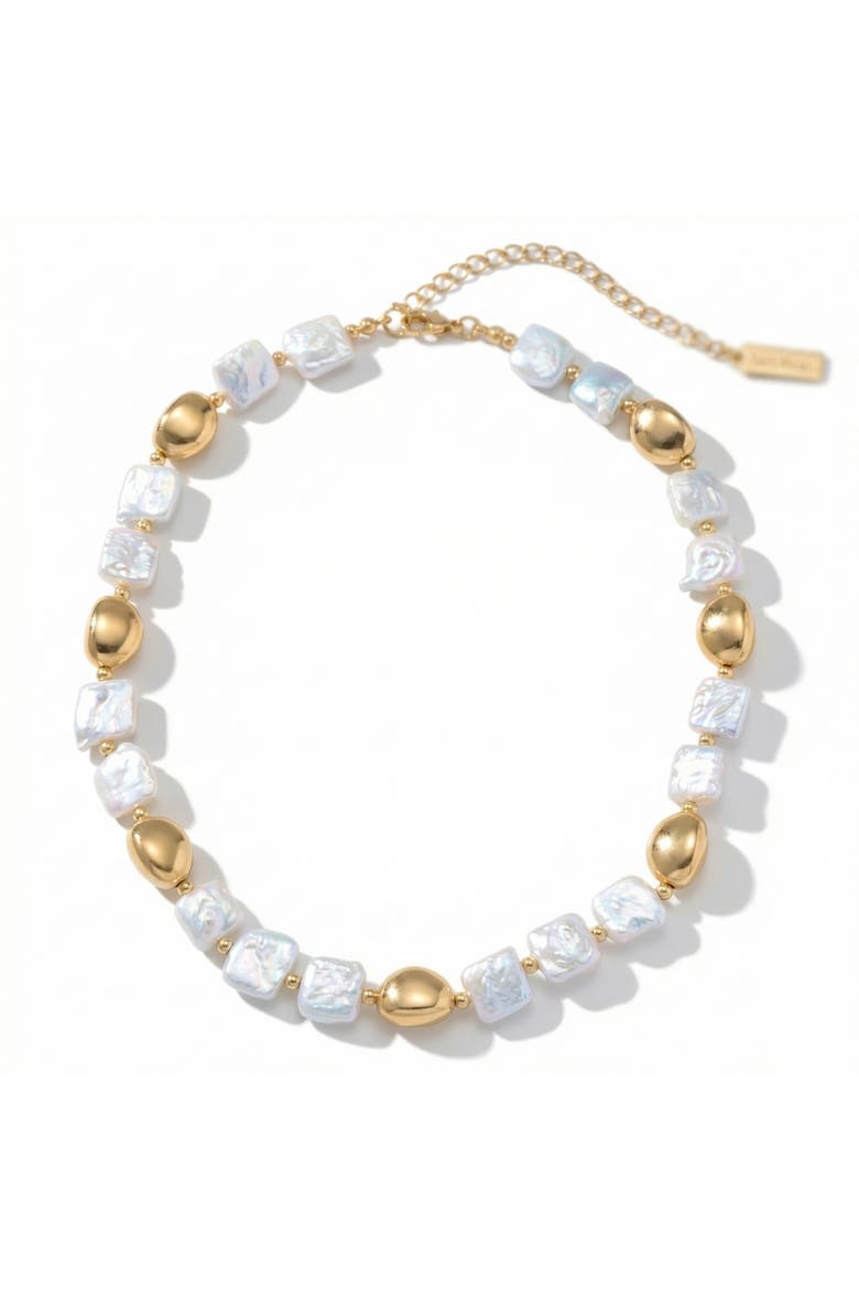 Pina Square Pearl 18k Gold Necklace, Main, color, 18k Yellow Gold