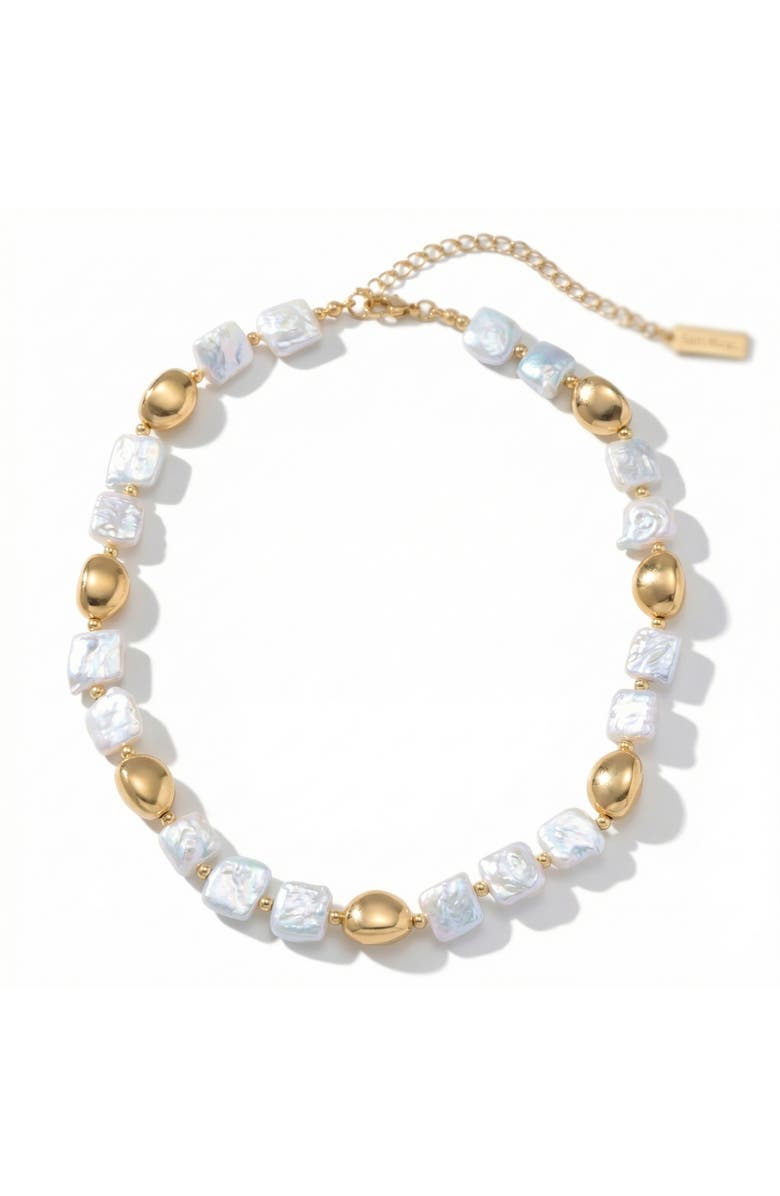 Bliss Diamond Pina Square Pearl 18k Gold Necklace, Main, color, 18K Yellow Gold