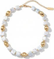 Bliss Diamond Pina Square Pearl 18k Gold Necklace