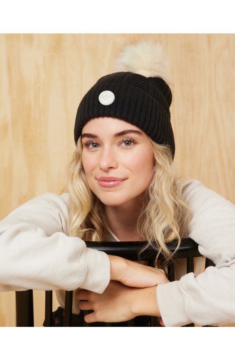 Hemlock Willow Pom Beanie, Alternate, color, Black
