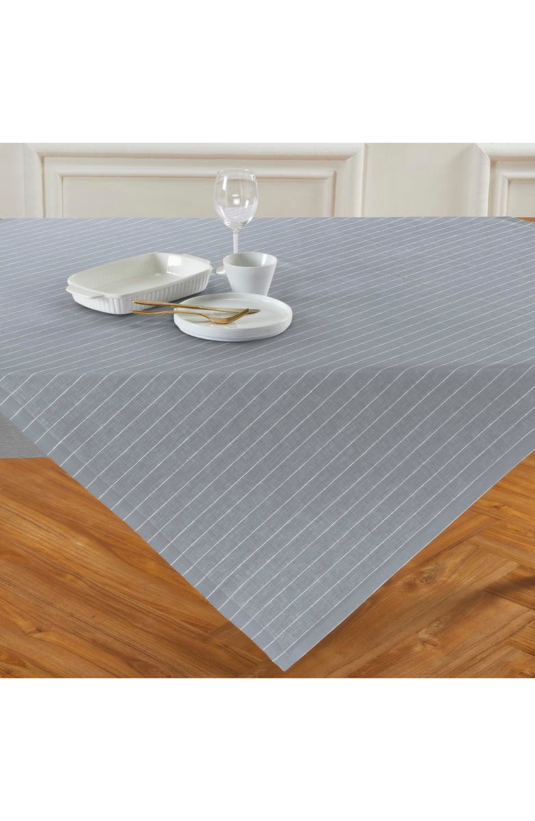 Solino Home Linen Table Throw - Pinstripe, 52" x 52" Inch, Alternate, color, Grey And White