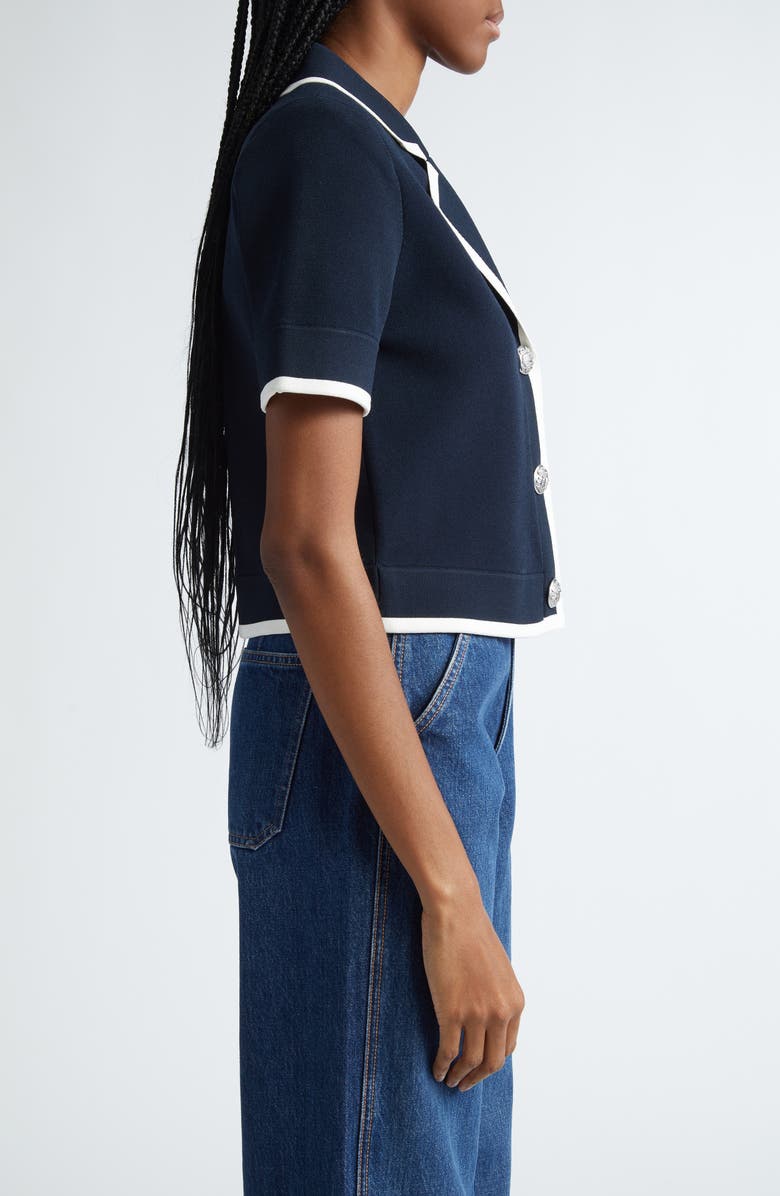 Veronica Beard Stovall Contrast Detail Crop Knit Jacket, Alternate, color, 