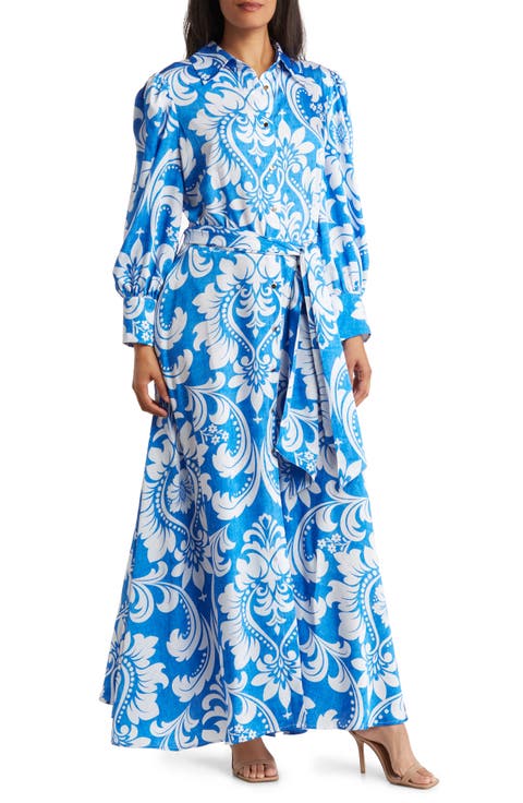 Haiti Long Sleeve Maxi Shirtdress (Plus)