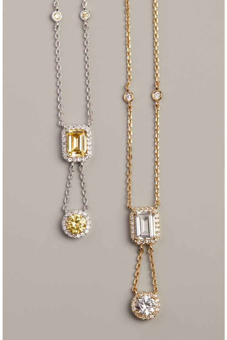 Lab Grown Canary Edwardian Lariat Necklace, Alternate, color, White Gold Vermeil