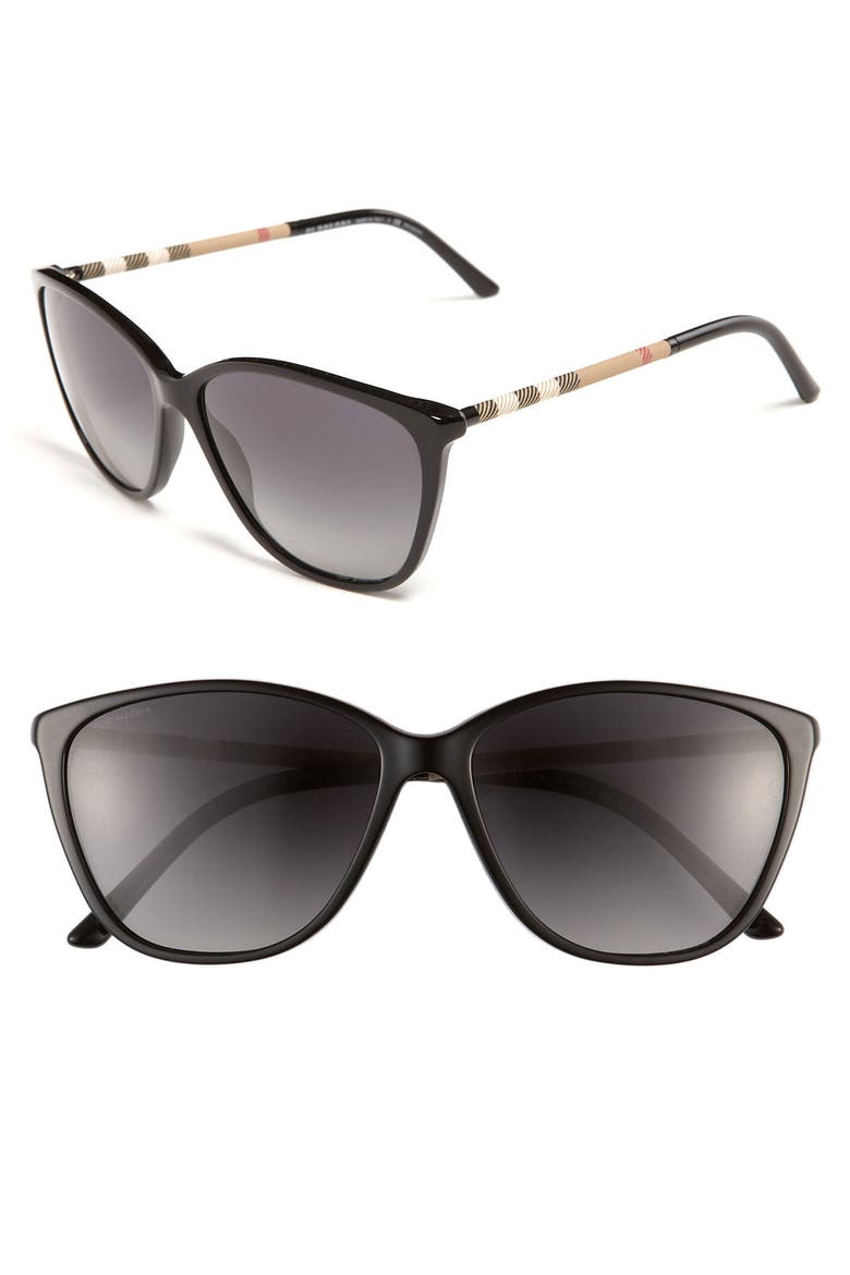 Retro 58mm Polarized Sunglasses, Main, color, BLACK CHECK/ GREY GRADIENT