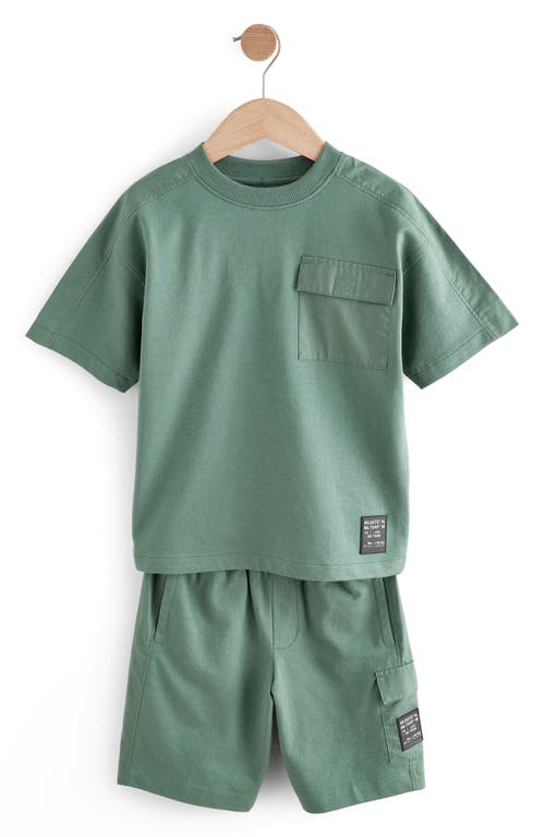 Next Kids' Utility Cotton T-shirt & Shorts Set In Green