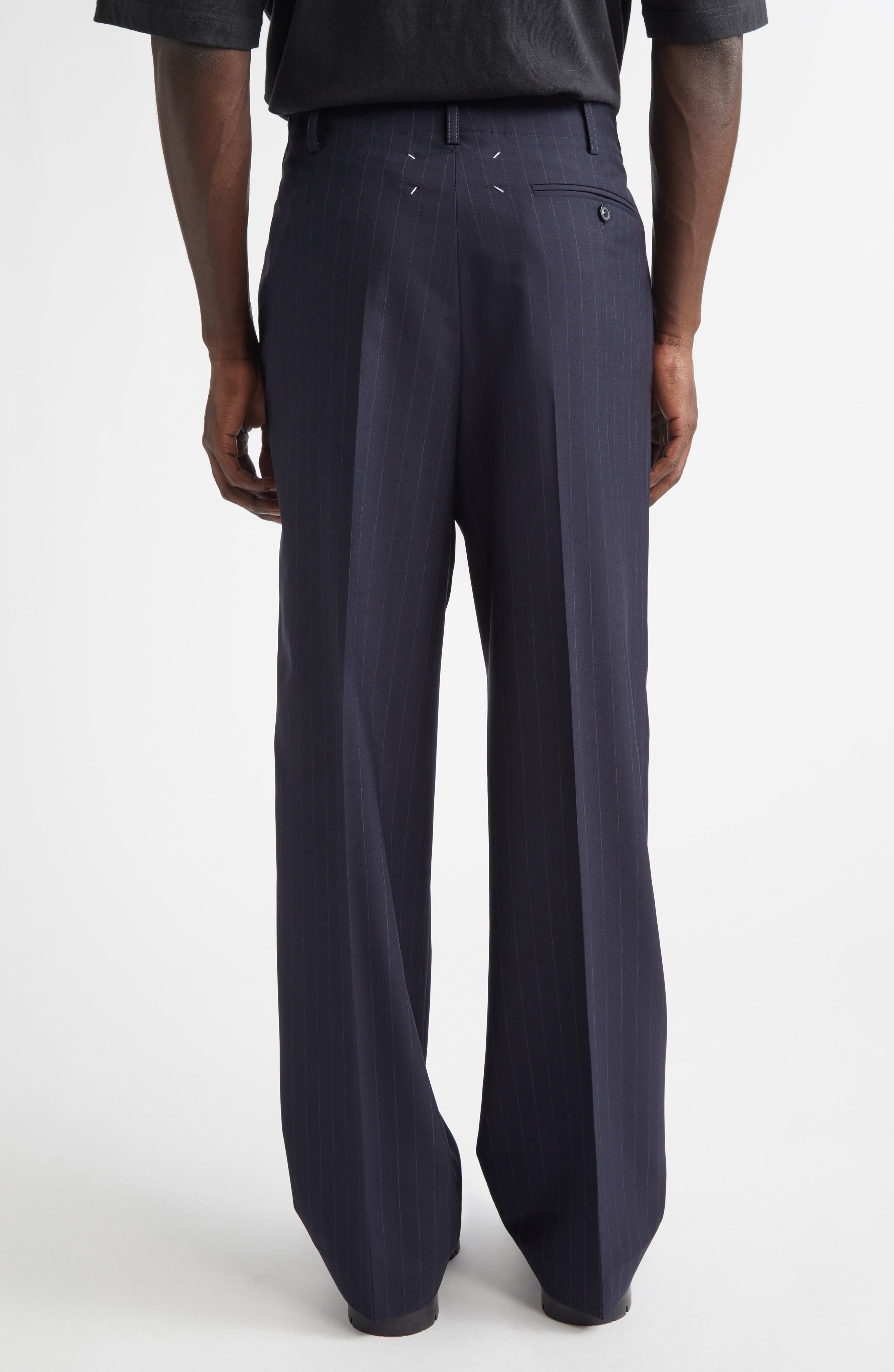 Maison Margiela Pleated Pinstripe Drawstring Waist Pants (Men
