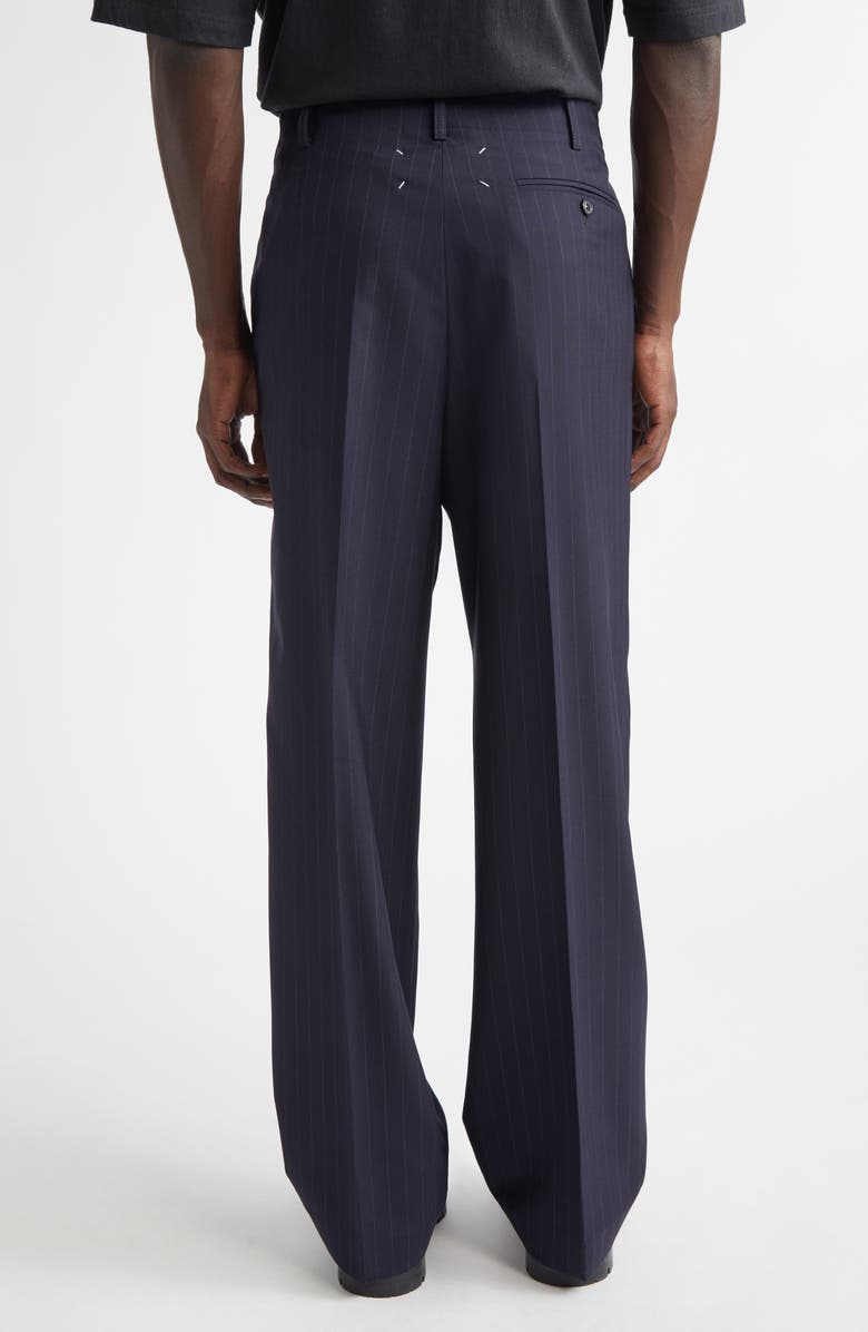 Maison Margiela Pleated Pinstripe Drawstring Waist Pants, Alternate, color, Blue