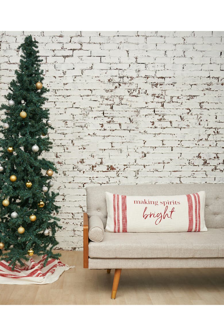 Morgan Christmas Holiday Striped Decorative Lumbar Pillow Collection, Alternate, color, Red 15" x 35"