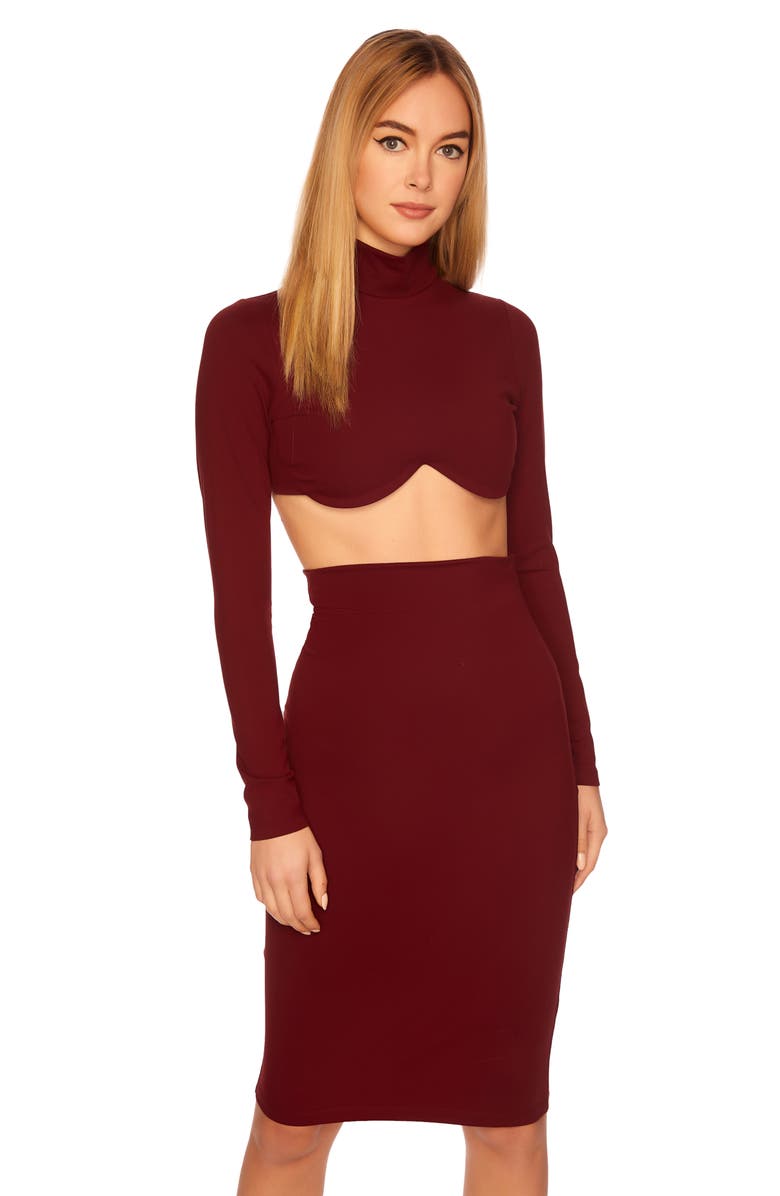 Susana Monaco Underwire Mock Neck Crop Top, Alternate, color, 