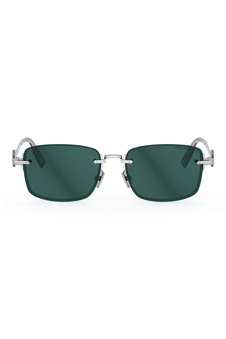 'CD Diamond S11U Rectangle Sunglasses, Main, color, SHINY PALLADIUM / BLUE