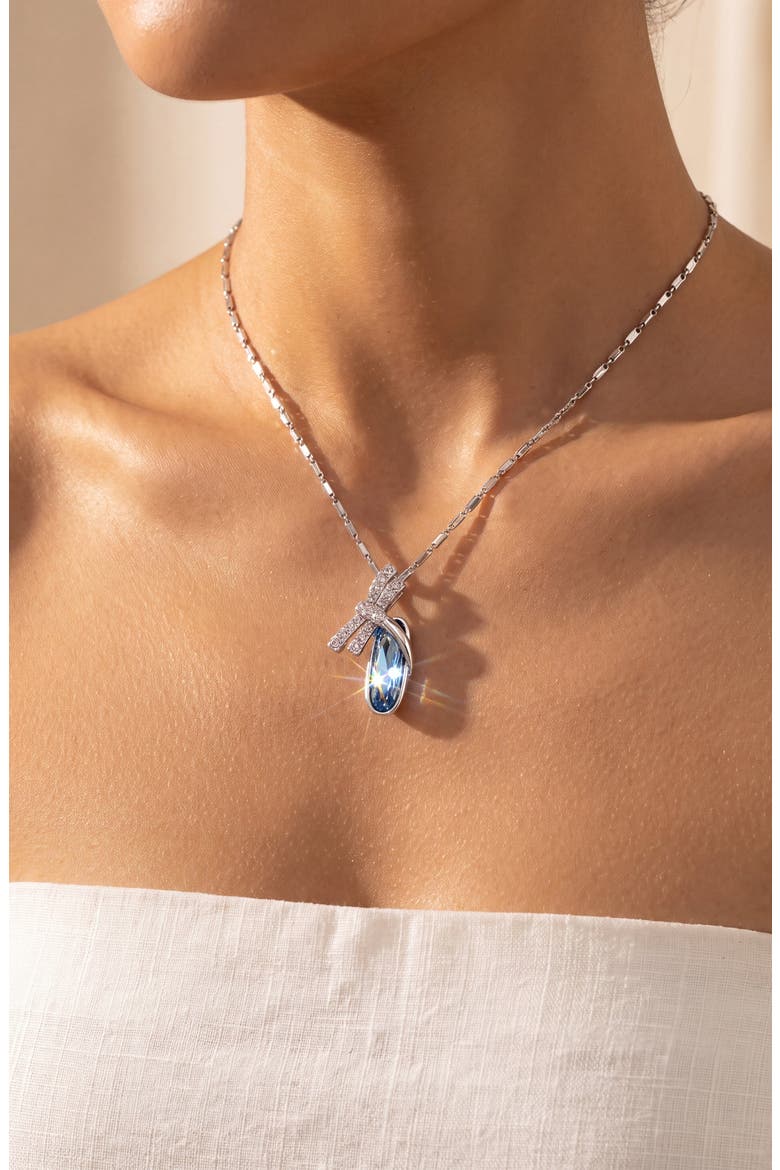 Dragonfly Egg Crystal Pendant Necklace, Alternate, color, Blue