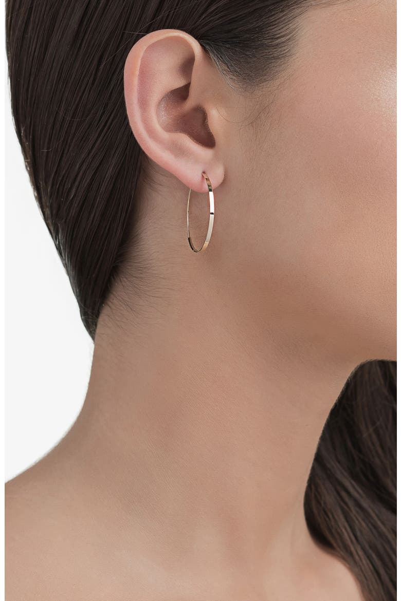 14K Gold Small Flat Magic Hoops, Alternate, color, YELLOW GOLD