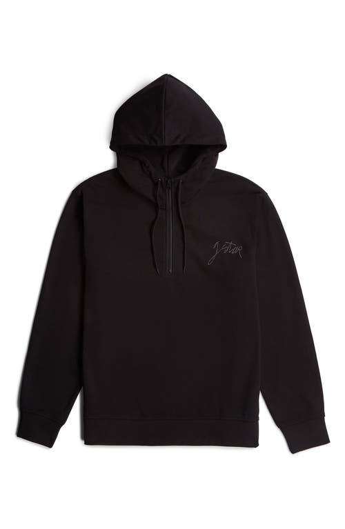 G-star Script Logo Organic Cotton Blend Quarter Zip Hoodie In Black
