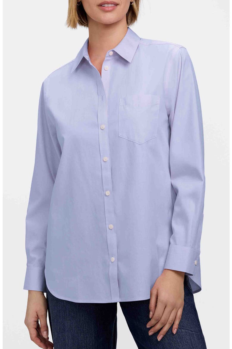 Non-Iron Boyfriend Button-Up Shirt, Main, color, BLUE WAVE