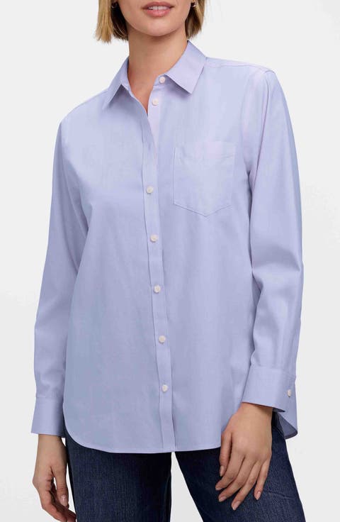 Non-Iron Boyfriend Button-Up Shirt