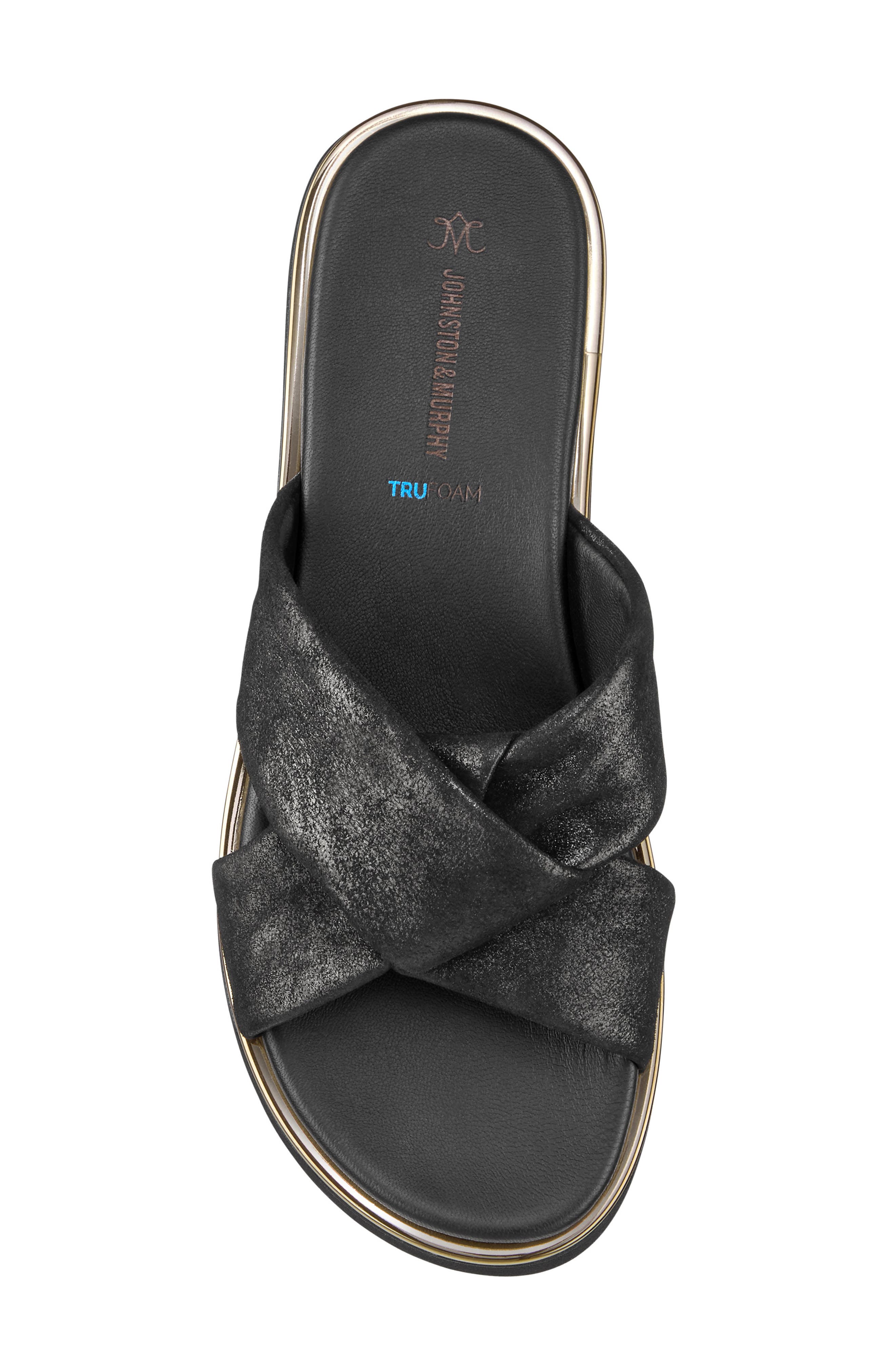 Johnston & Murphy Mitzi Platform Wedge Slide Sandal, Alternate, color, Black Metallic Suede