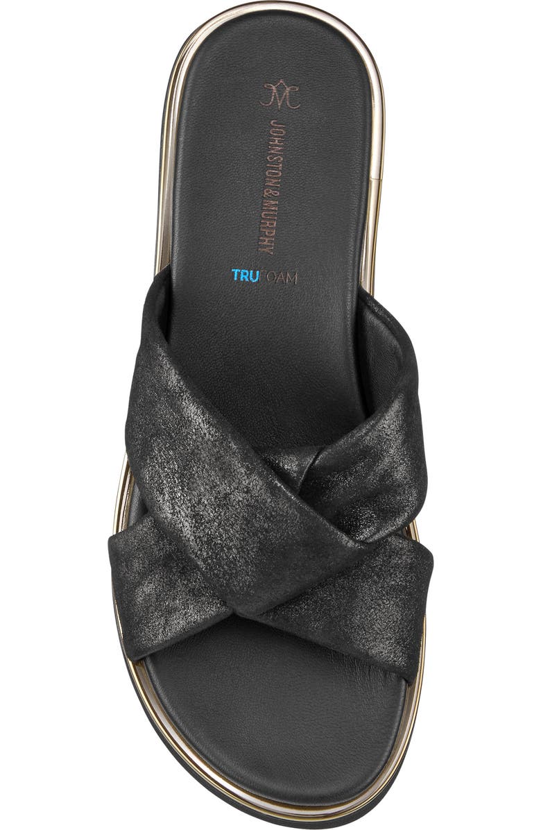 Johnston & Murphy Mitzi Platform Wedge Slide Sandal, Alternate, color, Black Metallic Suede