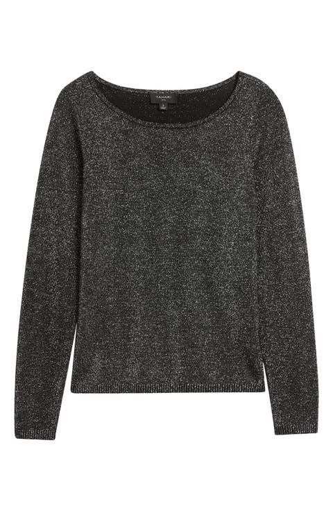 Metallic Boat Neck Sweater