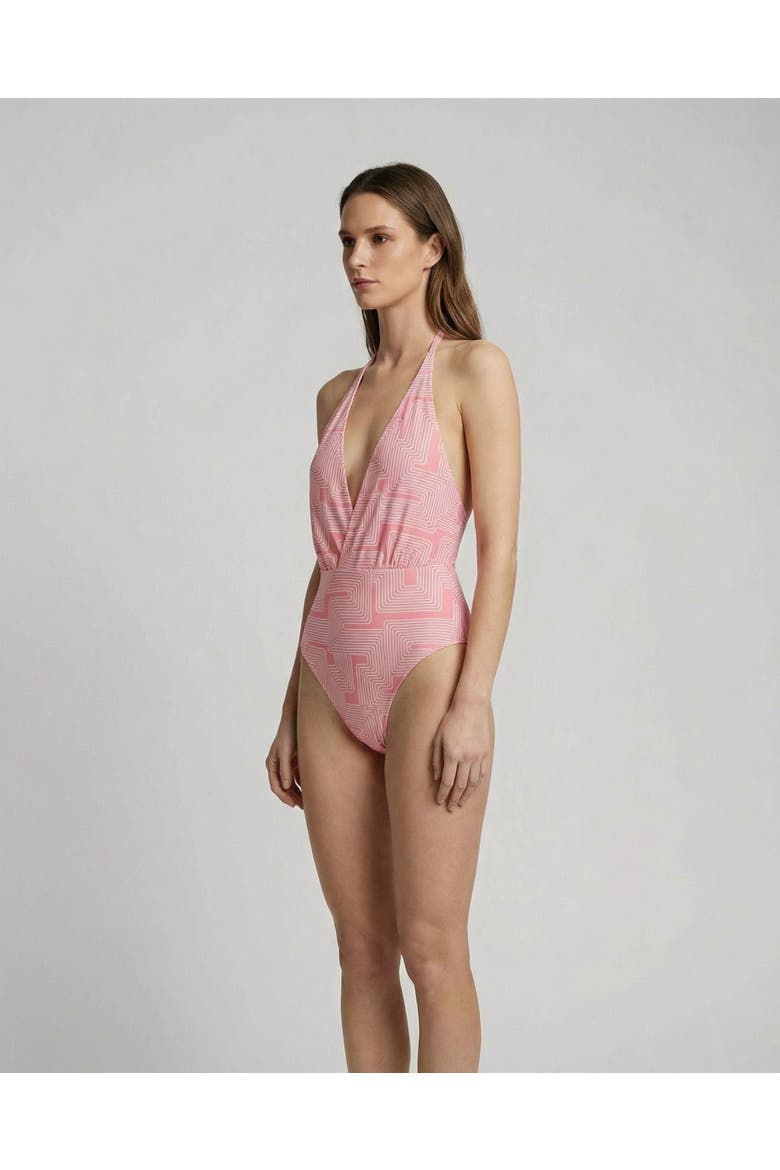 Inter Twine Womens Halter One-Piece Swimsuit, Alternate, color, Inter Twine Coral