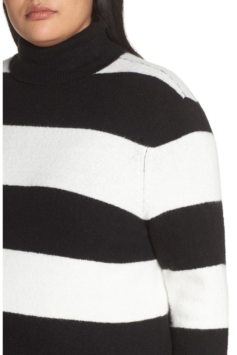 x Atlantic-Pacific Stripe Turtleneck Sweater, Alternate, color, BLACK- IVORY STRIPE