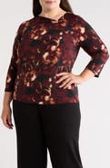 Anne Klein Twist Neck Three-Quarter Sleeve Top