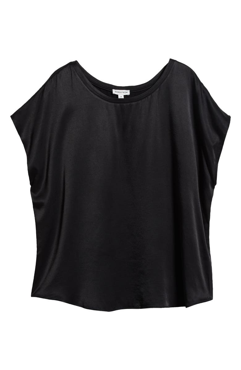 Nordstrom Satin T-Shirt, Alternate, color, Black