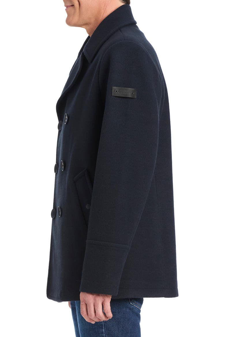 Double Breasted Water Resistant Coat, Alternate, color, NAVY