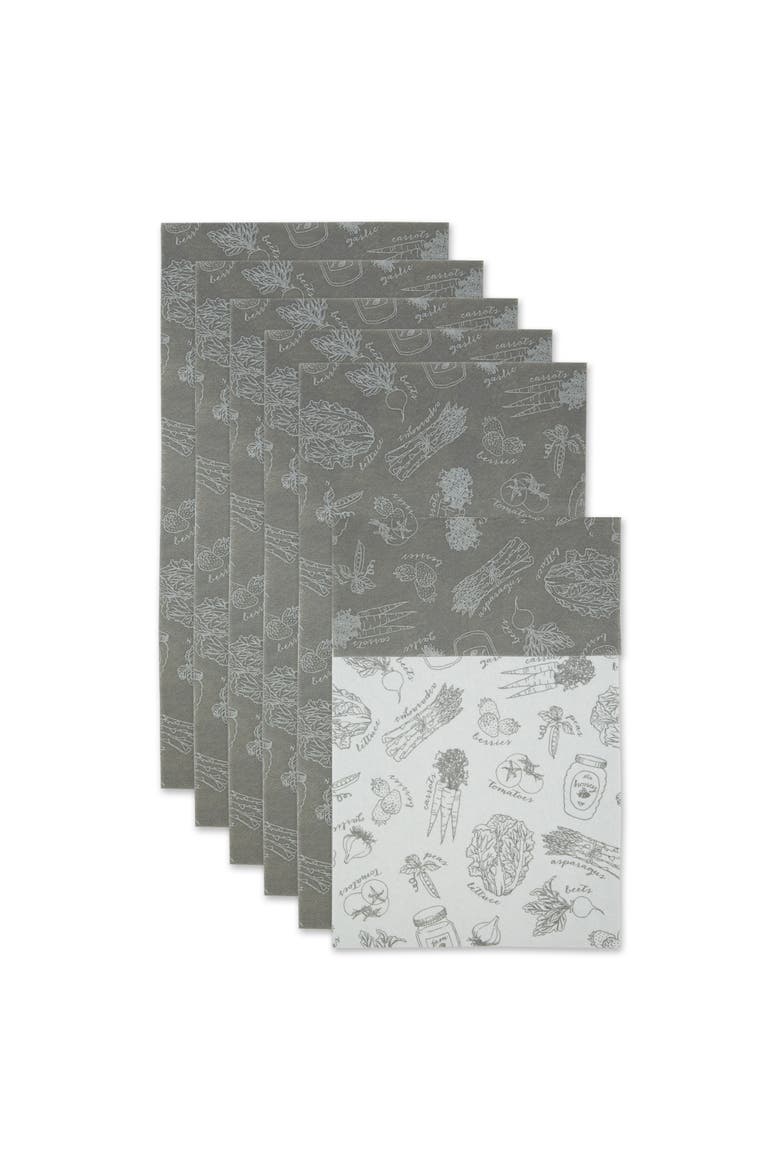 Reusable Market Print Fridge Liner Set/6, Main, color, Gray