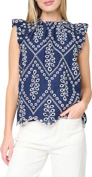 GIBSONLOOK Ribbon Detail Flutter Sleeve Top