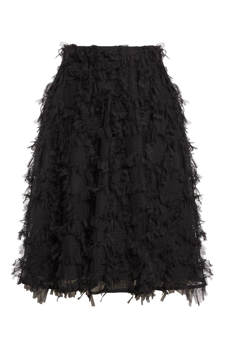 Sirella Mesh Fringe Skirt, Alternate, color, BLACK