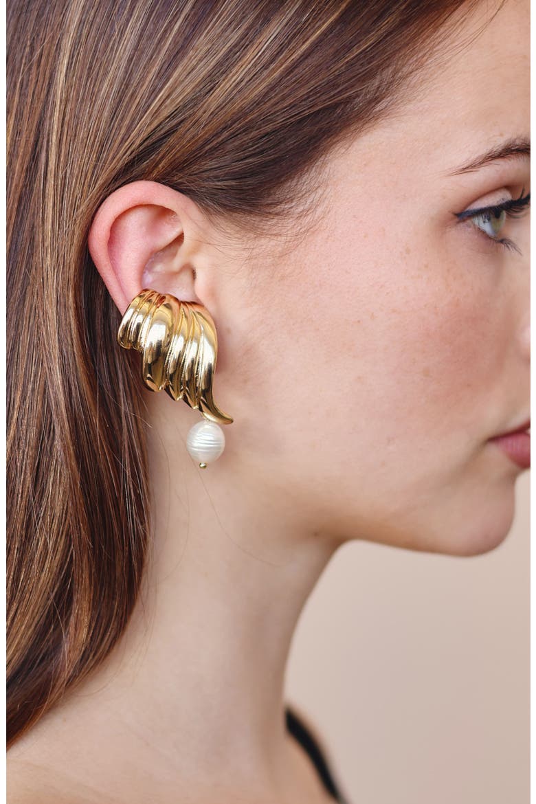 Canyon Imitation Pearl Earring Jackets, Alternate, color, GOLD
