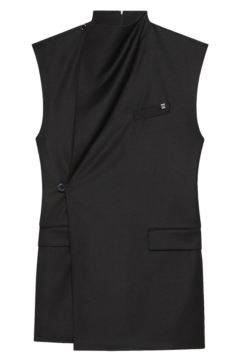 Cowl Neck Wool Blazer Dress, Alternate, color, BLACK