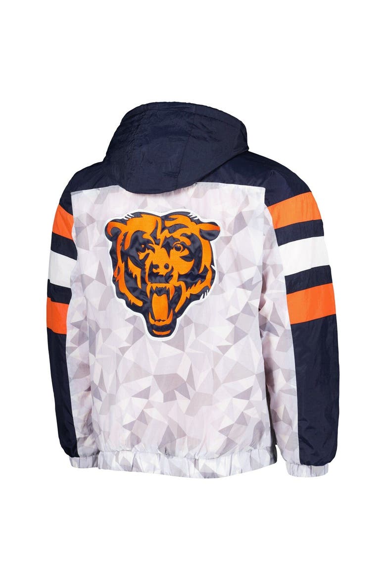 Men's Starter White/Navy Chicago Bears Thursday Night Gridiron Raglan Half-Zip Hooded Jacket, Alternate, color, White