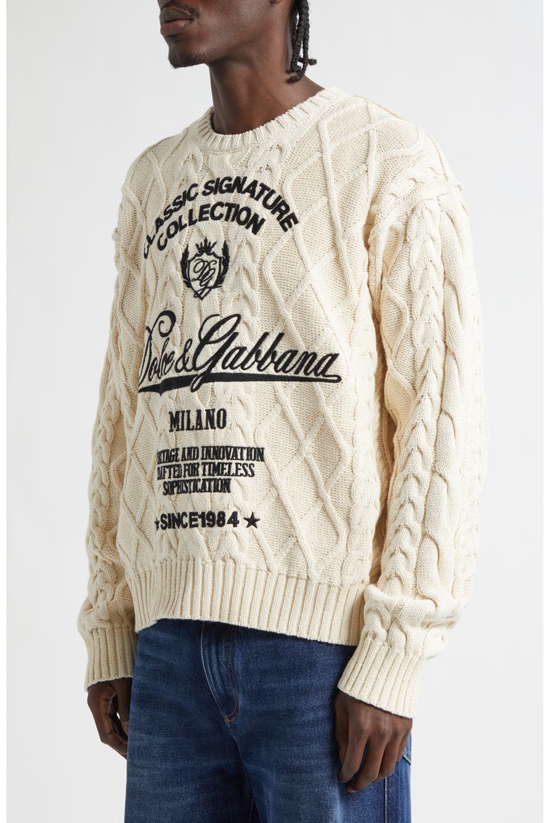 Embroidered Cable Stitch Sweater, Alternate, color, BEIGE