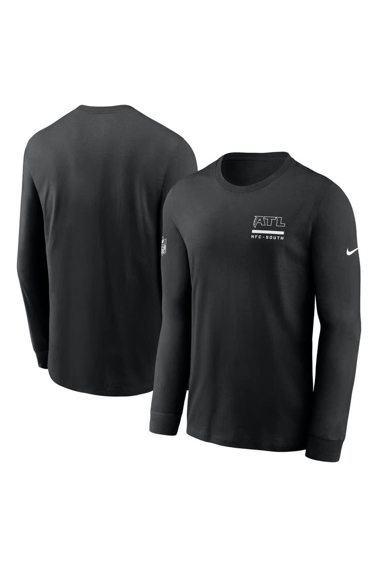 Men's Nike Black Atlanta Falcons Sideline Performance Long Sleeve T-Shirt, Main, color, Black