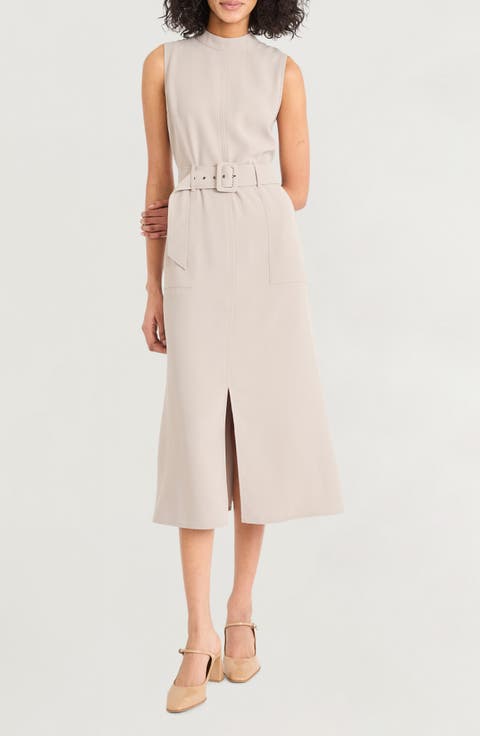 Sleeveless Belted Midi Dress