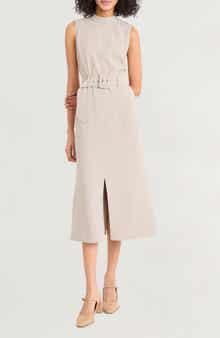 Luxely Sleeveless Belted Midi Dress
