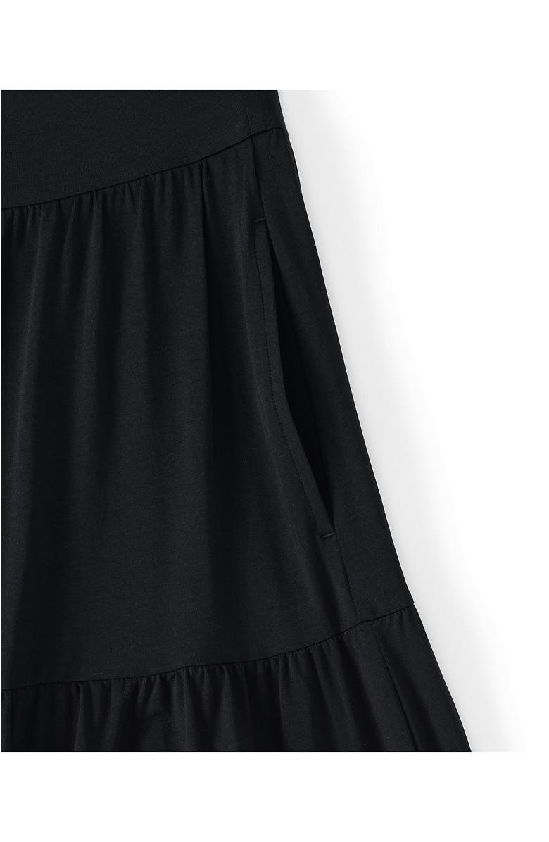 Lands' End Cotton Modal Twist Front Tiered Maxi Dress, Alternate, color, Black
