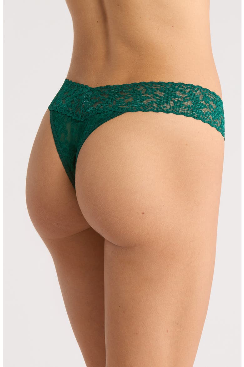 Original Rise Lace Thong, Alternate, color, FOREST GREEN