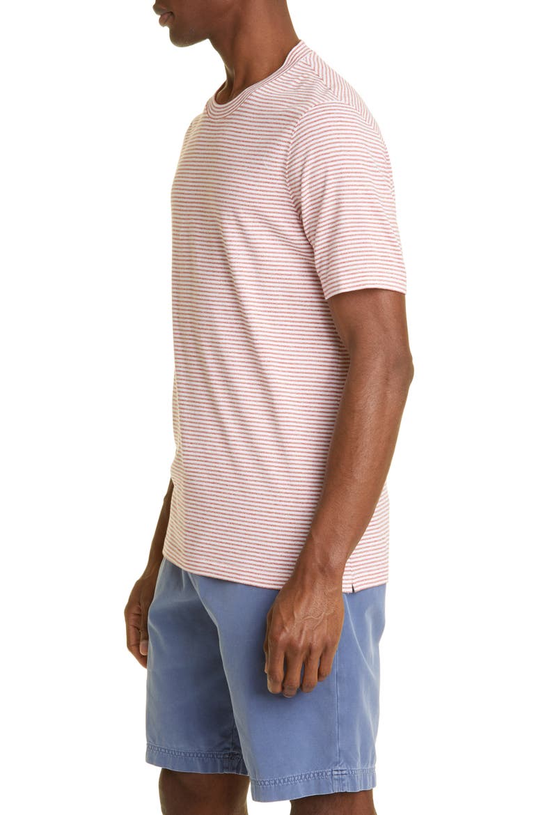 Stripe Cotton & Linen T-Shirt, Alternate, color, C002 WHITE ORANGE